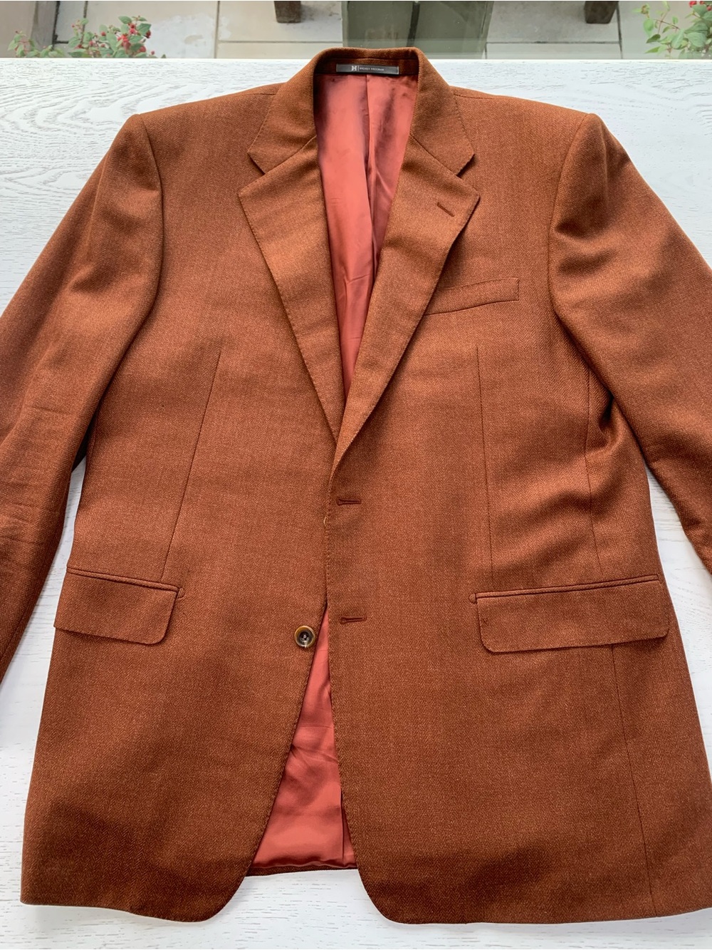 Hickey Freeman Rust Orange Single-Breasted Wool Sport Coat